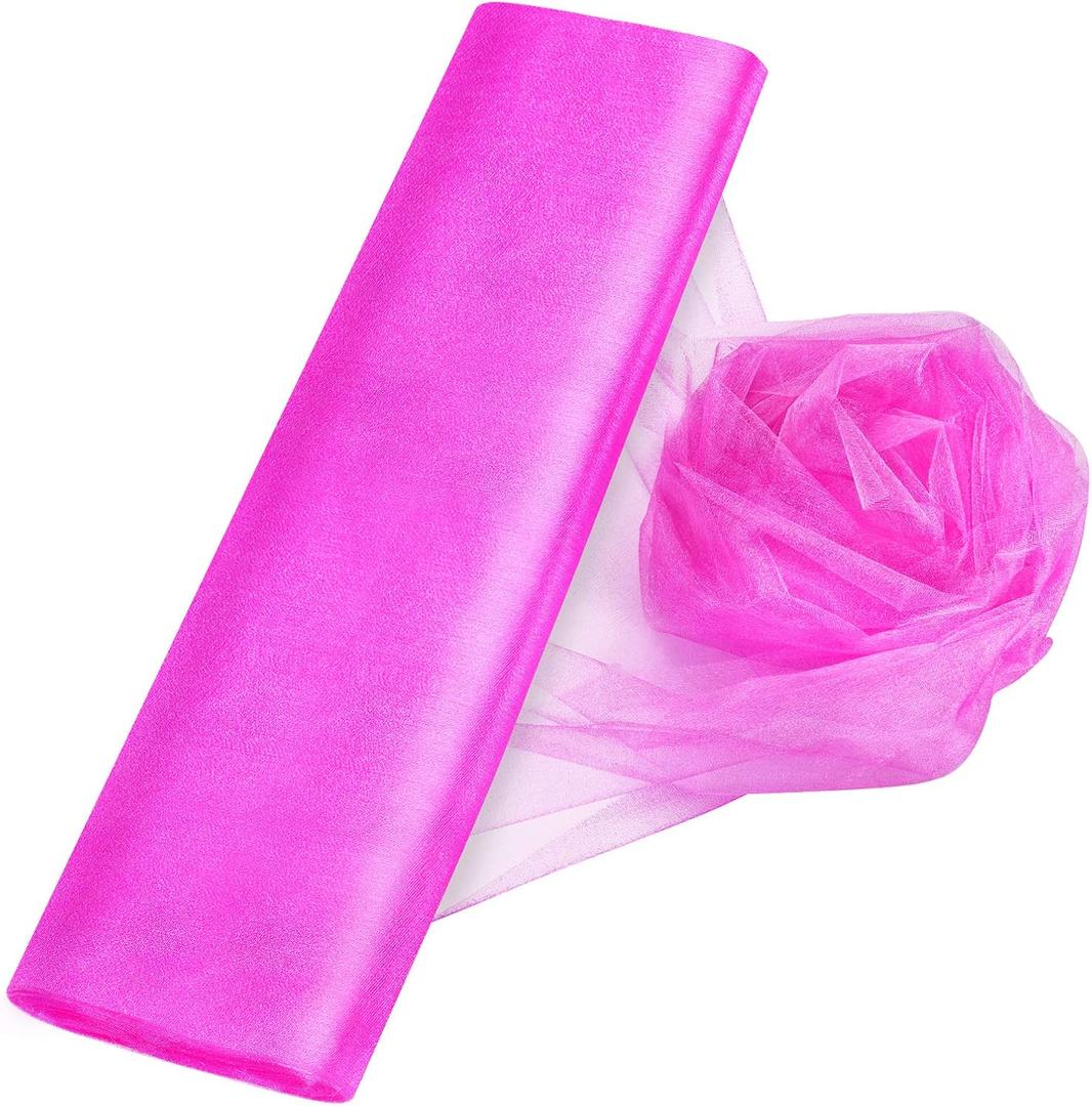 Crystal Organza Tulle Sheer Fabric Backdrop Curtains for Wedding Baby Shower Birthday Party Event Decor, 19 by 30 Yard (Rose)