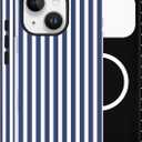 Magnetic Case for iPhone 13, Compatible with MagSafe, Aesthetic Striped Cute Design for Women, Hybrid 2-Layer Hard Shell Phone Cover, Deep Blue