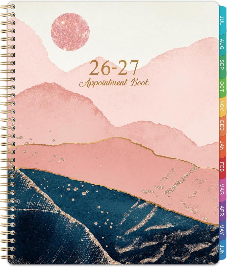 Appointment Book 2026-2027 - Appointment Book from Jul. 2026 - Jun. 2027, 2026-2027 Appointment Planner with 30-Minute Increments, 9" x 11", Twin-Wire Binding + Colorful Tabs + Pocket