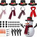 Threan 60 Pcs Christmas Snowman Decorating Making Kit Winter Snowman Building Kit for Winter Xmas Holiday Party Hanging Outdoor Decoration (Cute)