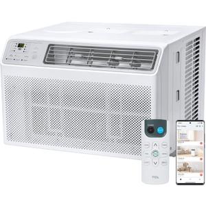 TCL 10,000 BTU Smart Window Air Conditioner with Dehumidifier and Fan, 115V, Window AC for Rooms up to 450 Sq. Ft. with Remote Control, Works with Alexa and Google Assistant (White)