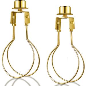 Honoson Bulb Lamp Shade Light Bulb Clip Adapter Includes Finial and Lampshade Levellers for Replacement (Golden)