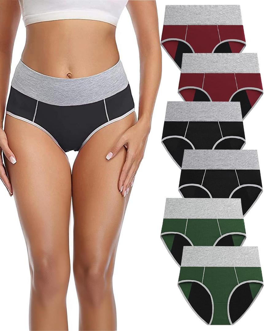 Leakproof Incontinence Underwear for Women, Washable Reusable Cotton Briefs with Heavy Absorbency 50200ml, Bladder Control Panties for Postpartum, Menopause, 6pcs, Small