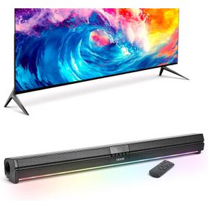 VEVOR Sound Bar for Smart TV, 2.0 Channel, 32-Inch Compact Soundbar TV Speakers for Projector, Bluetooth AUX Connection, Remote Control, Easy Setup, 80W Surround Sound System for PC Home Theater Audio