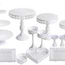 Set of 12 Pieces White Cake Stand and Pastry Trays Metal Cupcake Holder Fruits Dessert Display Plate for Baby Shower Wedding Birthday Party Celebration