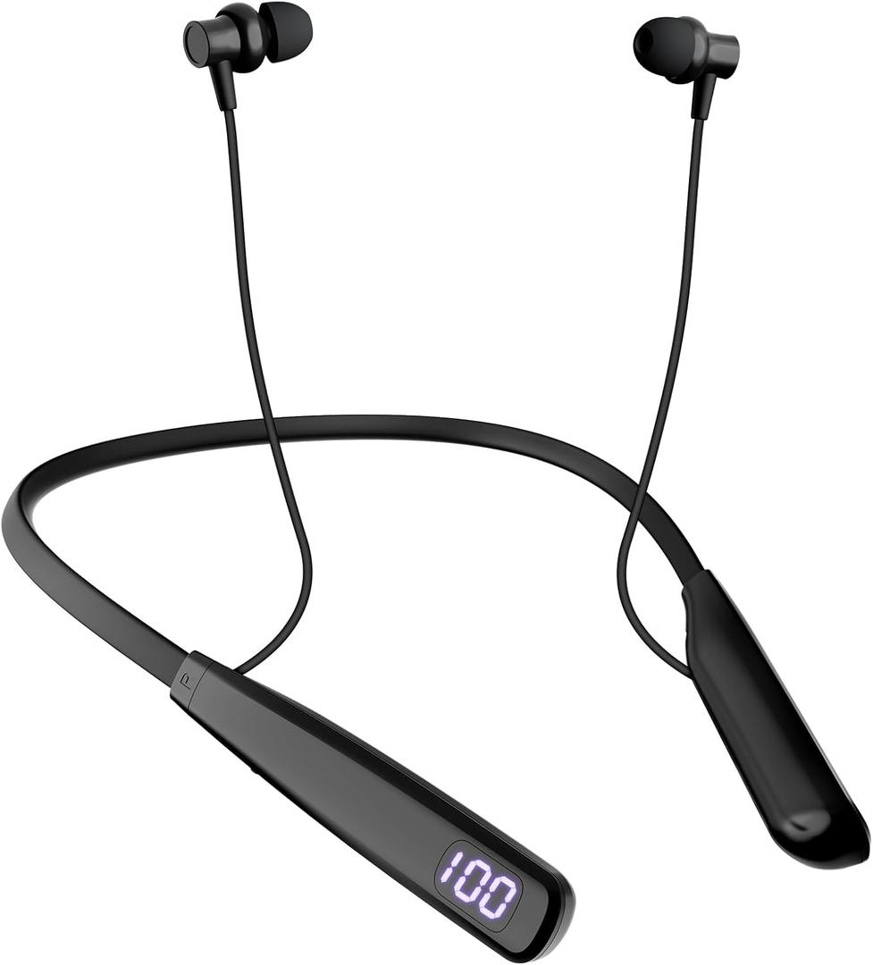 Travel Sports Essentials, Neckband Bluetooth Earbuds, Genuine Wireless Bluetooth 6.0 Headphones 80Hrs Playtime Headsets with Mic, IPX6 Waterproof Magnetic Earbuds, HD Sound for Running, Gym, Travel