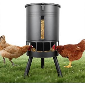 50LB Metal Chicken Feeder - Anti-Waste Design, 16 Ports, Black
No Clog & Smooth Gravity-Flow, Powder Coated Rust-Proof for Coop, Upgraded Window Design Allows Viewing of Feed Conditions