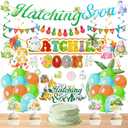 Dinosaur Baby Shower Decorations, 39 Pcs Hatching Soon Party Supplies with Banner Backdrop Hanging Swirl Toppers Toothpicks Balloons, Dino Party Decor for Gender Reveal Birthday