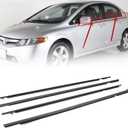4Pcs Weatherstrip Window Moulding Trim Seal Belt Compatible with 2006-2011 Honda Civic Replace# 72460-SNA-A01 72410-SNA-A01