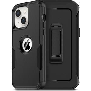 for iPhone 14 Case with Holster Belt Clip: [2pcs Screen Protectors + Camera Lens Protector] Heavy Duty Protective Shockproof Rugged Non-Slip Hard Phone Cover for Men (Dark)