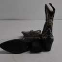 ANJOUFEMME Western Women's Cowboy Cowgirl Boots, Embroidered Round-toe Mid-calf Boots (6, Black)