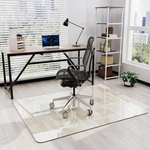 46" x 55" Office Chair Mat for Carpet, Tempered Glass Chair Mat with Rounded Corners and Polished Edges, Desk Floor Mat for Carpet, Hardwood Floor, Office