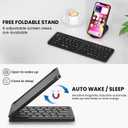 Mini Foldable Bluetooth Keyboard - Portable Wireless Full Size Keyboard (Sync Up to 3 Devices), Ultra-Slim Aluminum Travel Folding Keyboards for iPhone iPad Mac Android Windows iOS (Black)