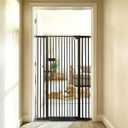 Lumizone Extra Tall Cat Gate 55.12" High 29.92"-42.51" Wide Pet Gate Black | Dog Gate for Doorway Hallway Stairs Pressure Mounted Extra Wide 1.37" Gap No Drilling Auto-Close One-Handed Operation