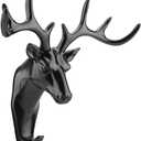 TOPINCN Deer Hook Hanger Rack Holder for Home Decor Three Dimensional Design with Coats, Hats, Keys, Jewelry Hooks for Living Room, Bathroom, Study, Entrance (Black)