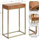 Kate and Laurel Karlsen Mid-Century Wood and Metal Narrow Side Table; 16 x 24 x 8; Walnut Brown and Brass; Slim Bedroom Nightstand with Mixed Materials Design