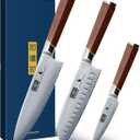 HOSHANHO 3 Pieces Knife Set, Ultra-Sharp Japanese Super Steel Kithen Knives Set, Professional Chef Knife Set with Ergonomic Wooden Handle & Gift Box