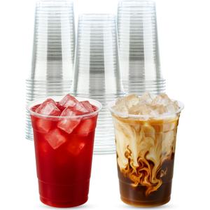 Cappatua 20 oz Clear Plastic Cups 100 Pack Disposable Drinking Cups for Party, BPA-Free Cold Cups, Recyclable & Durable Plastic Party Cups Tumblers for Iced Coffee, Cocktails, Juice, Wine, Beer