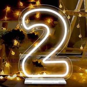 Number 2 Neon Sign,Led Light Up 2 Numbers Neon Lights for Wedding,Birthday,Party,Anniversary,Home Number Two Light, Number Light Decor,Bar Decor,Size 11.8 * 8.27 inchesJTLD104