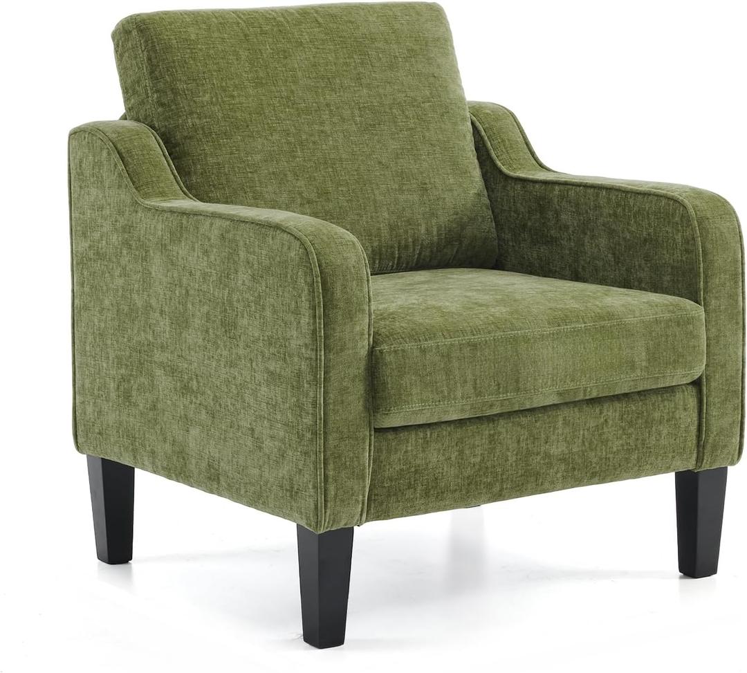 VINGLI Accent Chair for Living Room Chairs Olive Green Reading Chair for Bedroom Scooped Arm Chair Mid Century Modern Accent Chairs Upholstered Comfy Chair for Apartment, Waiting Room, 29.9" x 30.7" x 33"