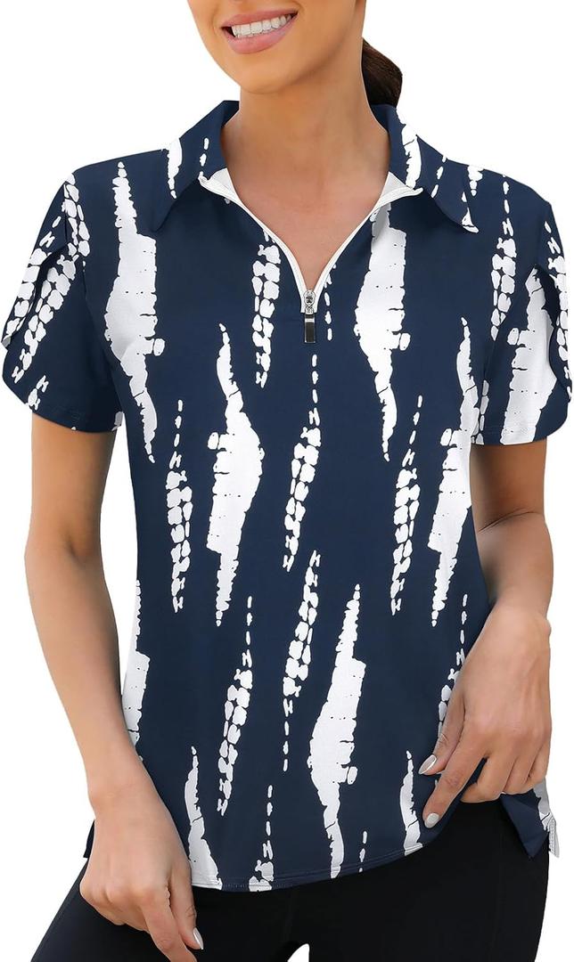 Viracy Womens Golf Polo Shirts 1/4 Zip Up Overlap Short Sleeve Quick Dry Workout Tops (XX-Large, Navy Blue) Viracy Womens Golf Polo Shirts 1/4 Zip Up Overlap Short Sleeve Quick Dry Workout Tops (XX-Large, Navy Blue)