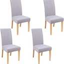 Smiry Velvet Stretch Chair Covers for Dining Room Set of 4, Soft Fit Removable Washable Kitchen Parsons Chair Slipcover Protector, Light Grey