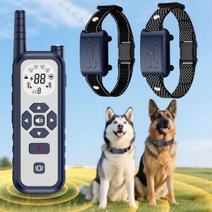 Wireless Dog Fence, Electric Fence for Dogs,Training Collar with Remote Control 3800FT Range, Portable Dog Perimeter Collar with 3 Training Mode Flash Light & Waterproof for 2 Dogs BL