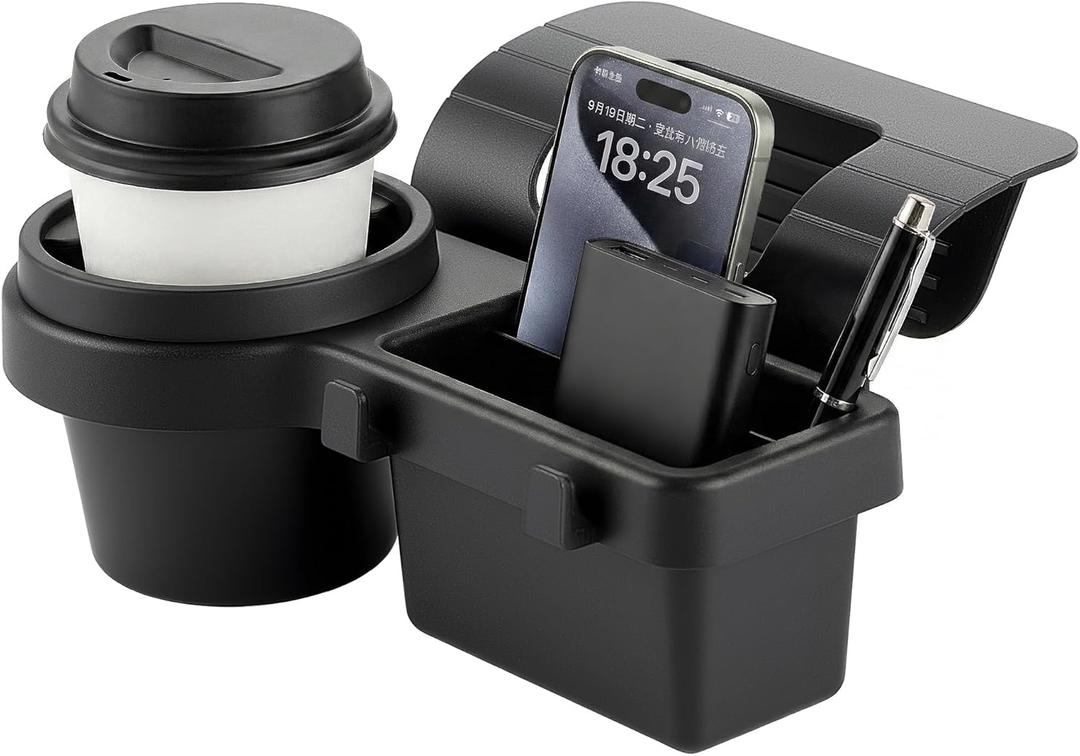 Li&Zhao Car Cup Holder - Hanging Car Door Window Drink Coffee Door Cup Holder with Clip-On Design, No Drill Universal Fit for All Vehicles, Perfect for Drivers and Truckers (Black)