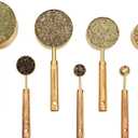 Muchtolove Measuring Cups and Spoons Set of 8, Golden Stainless Steel Measuring Cup with Wooden Handle, Kitchen/ Food/ Liquid/ Baking (Gold)