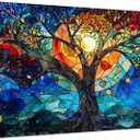 Colorful Tree of Life Wall Art for Living Room Decor Abstract Tree Pictures Wall Decor Vintage Nature Landscape Canvas Painting Botanical Prints Artwork for Bedroom Office Home Decorations 12x16" (16L" x 12W")