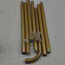 Gold Wrap Around Curtain Rods 66 to 120":Blackout Heavy Duty Adjustable Long Window Curtain Rod Room Darkening,Modern Industrial Curved French Return Metal Drapery Rods Easy Install,Brass Gold
