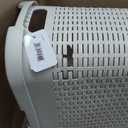 Mind Reader Slim Laundry Hamper with Lid, 40L Clothes Basket, Premium Wicker Design, Plastic, Ivory
