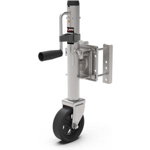 Upgraded Spoke Wheel Trailer Jack, 10" Vertical Movement, 1500 lbs, for RV, Boat, Trailer and More, Black, Silver