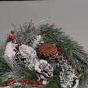 Melrose International Flocked Pine Berry Candle Ring 15.5" D