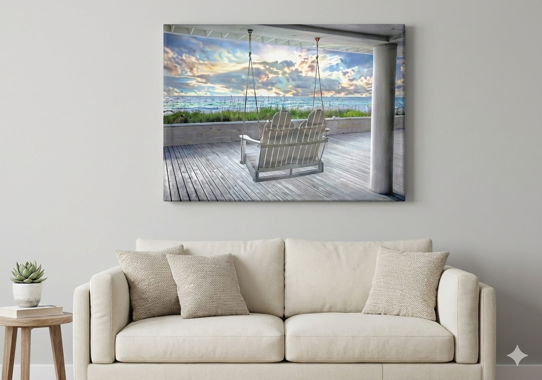 DI SA 12×24 Swing At Beach Framed Art