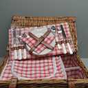 Wicker Picnic Basket Set for 2 Persons with Waterproof Picnic Blanket and Large Insulated Cooler Compartment, Willow Picnic Hamper Basket with Cutlery Service Kits for Camping, Wedding (Red)