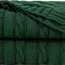NTBAY 100% Pure Cotton Cable Knit Throw Blanket, Super Soft Warm 51x67 Knitted Throw Blanket for Couch, Sofa, Chair, Bed - Extra Cozy, Machine Washable, Comfortable Home Decor, Dark Green