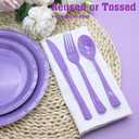 150 Pcs Purple Plastic Silverware, Purple Utensils, Silverware Set Includes 50 Plastic Forks, 50 Spoons, 50 Knives Disposable for Birthday, Celebration, Baby Shower