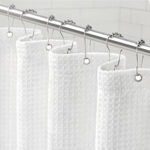 Awellife Waffle Hotel Textured White Shower Curtains for Bathroom 230 GSM Heavy Duty Fabric Liner, 72" W X 72" L Inch