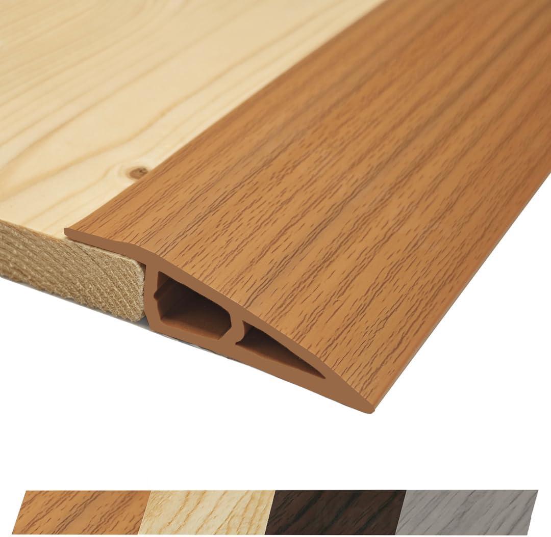 1/2" to 3/5" Height Threshold Ramp - Rubber Threshold, Floor Transition Strip, Door Strip, Wheelchair Ramp, Carpet to Tile Strip (Light Brown Coffee, 40 inches)