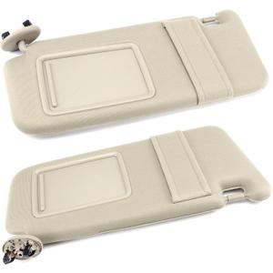 Pair Sun Visor Left Driver Right Passenger Side Compatible with 2007 2008 2009 2010 2011 Toyota Camry Hybrid Without Sunroof and Light (Beige)