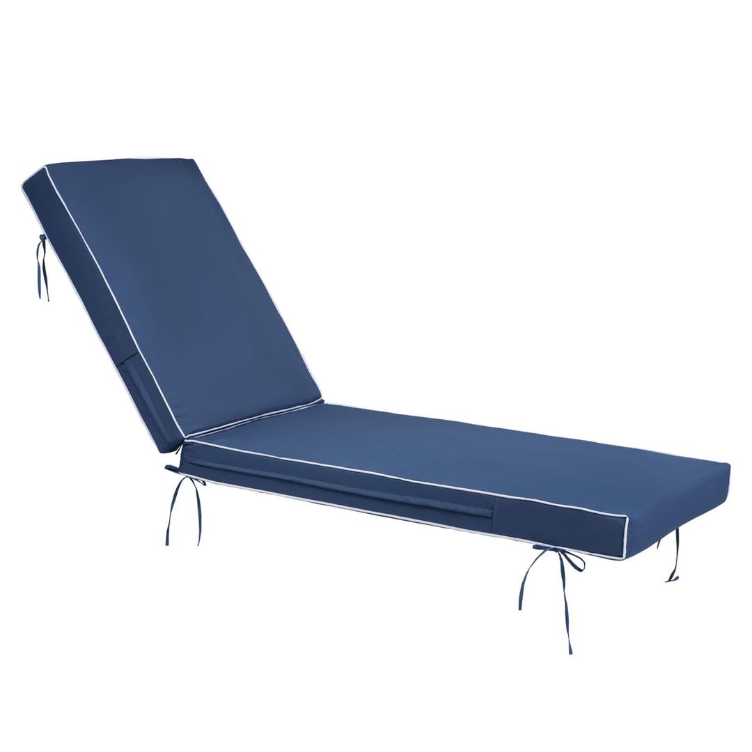 SXIORMHJ Outdoor Chaise Lounge Cushions, 4 Inch Thick Waterproof Fade Resistant Patio Furniture Lounger Chair Cushion Pad for Pool (1, Blue + White Side, 72'' L x 21'' W x 4" T)