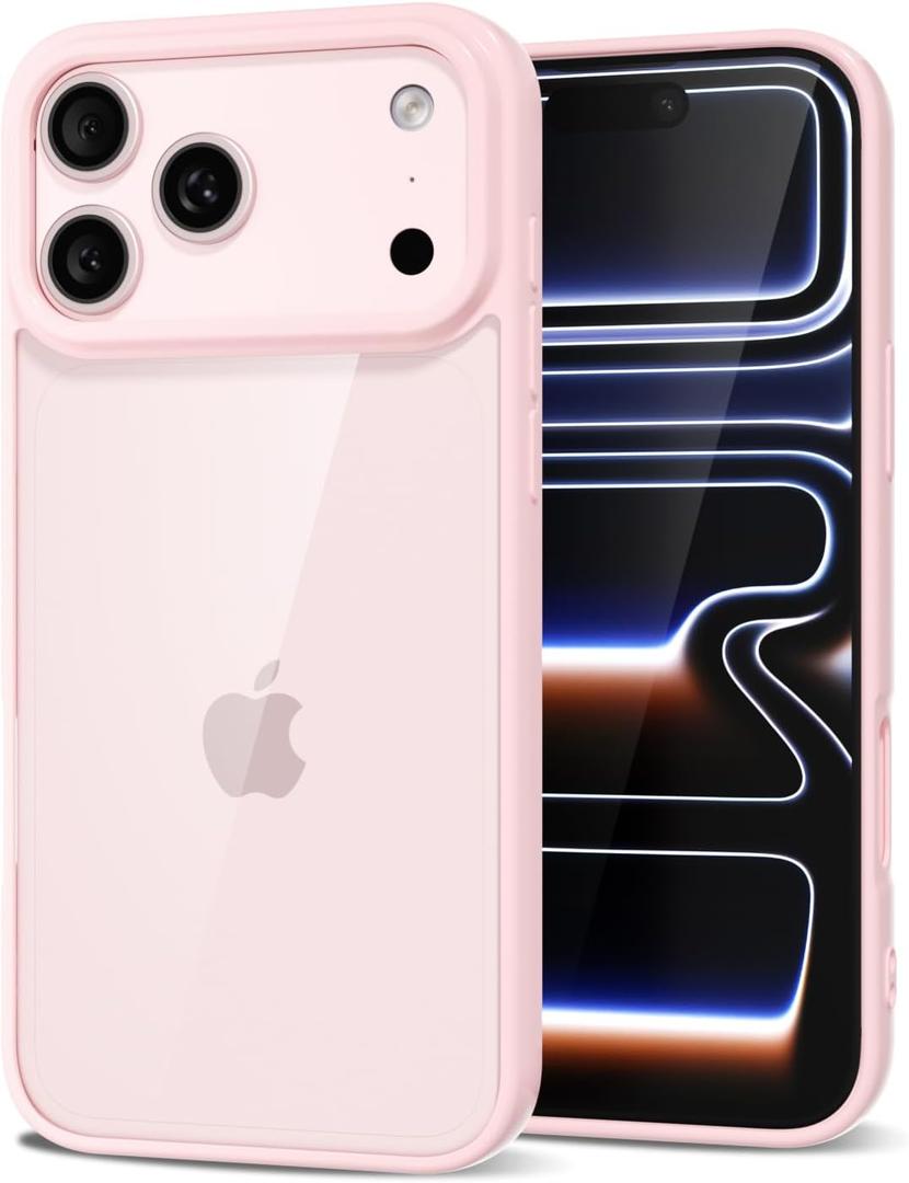 LoeoeL for iPhone 17 Pro Max Case Clear, Transparent Hybrid iPhone 17 Pro Max Phone Case [Hard Plastic & Soft Silicone Bumper] Acrylic Non Yellowing Thin Slim Protective Cover for Women, Light Pink