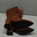 Knee High Boots for Women Chunky Heel Pointed Toe Boots Side Zipper Long Boots (9, Brown Suede)