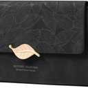 Women's Wallet Leather RFID Blocking Bifold Clutch Large Capacity Credit Card Holder with Coin Zipper Purse (A02 Black)