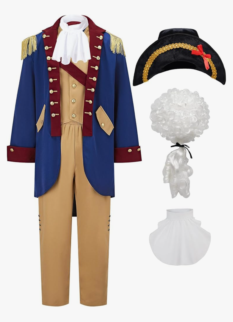 Mens Founding Father Costume Adult Colonial Costume Outfit Revolutionary War General Outfit, size S