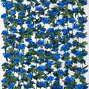 KHOYIME 9 Pack 72 FT Artificial Flower Garland, Fake Blue Roses Vines Silk Flowers Faux Plastic Outdoor Hanging Floral Ivy Garland Decoration for Wedding Arch Bedroom Home Wall Backdrop Room Decor