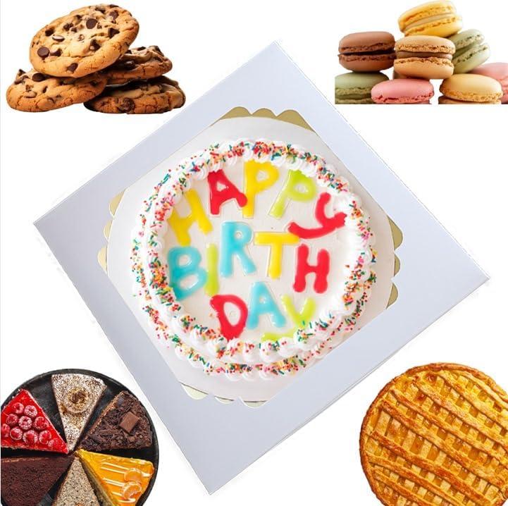 60 Pcs 10x10x2.5 pie boxes for 9 inch pies box 10 inch bakery box, pie boxes with window 10x10 for Cookie Cake, Treats, Pastries, Chocolate Covered Strawberries