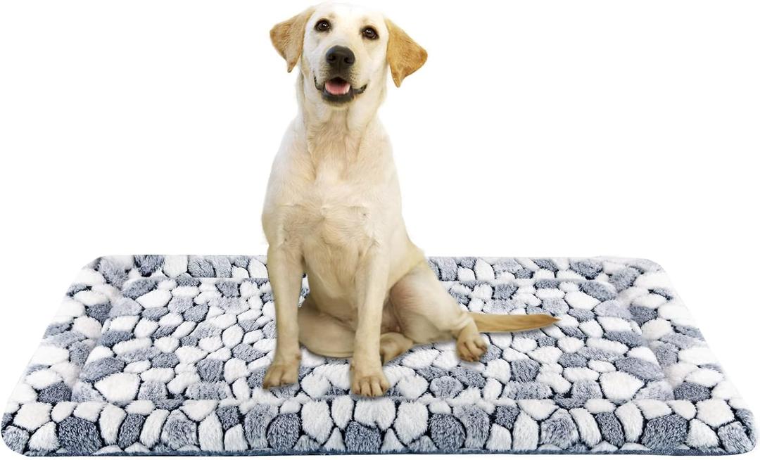 VANKEAN Dog Crate Pad Bed Mat Reversible (Warm & Cool), Soft Pet Sleeping Mat Dog Bed for Crate Suitable for Small to XX-Large Dogs and Cats, Machine Washable Crate Beds, Grey Stone Pattern