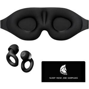 Sleep Mask with Noise Canceling Earplugs | Soft Sleep Mask and Earplugs for Good Sleep, Snoring, Travel, Study, Meditation.